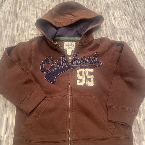 Oshkosh B'gosh Zip Up Hoodie Jacket Boys Size 7 Brown - Picture 1 of 6